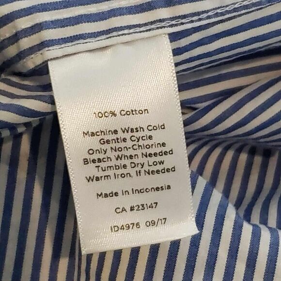 Talbots Shirt Women's Button Down Long Sleeve Blue Size 2X Butterfly Striped - Picture 8 of 9